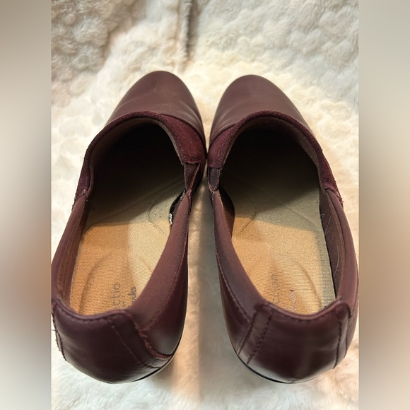Clark’s Emily dark burgundy leather suede block heel loafers women’s size 8.5M - Picture 12 of 16